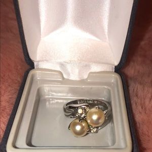 Vintage 2 pearl and diamond ring.  NEW LOWER PRICE!!!!